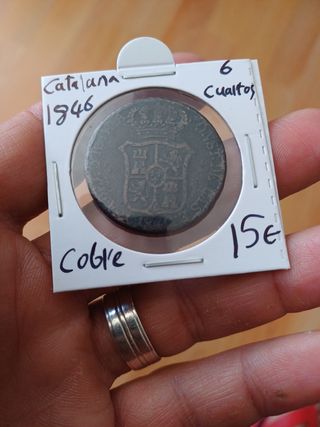 6 cuartos Moneda antigua 1846