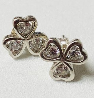 Pendientes de trebol con circonitas plata ley 925