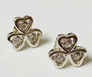 Pendientes de trebol con circonitas plata ley 925