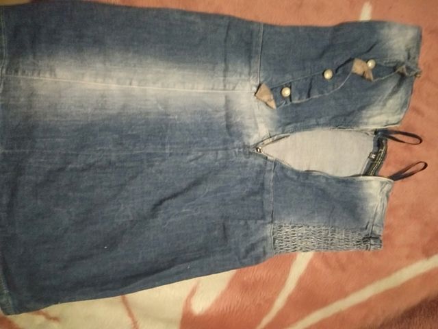 Vestido  vaquero  elástico sin manga👗 sin mangas