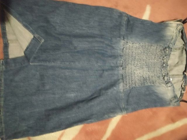 Vestido  vaquero  elástico sin manga👗 sin mangas