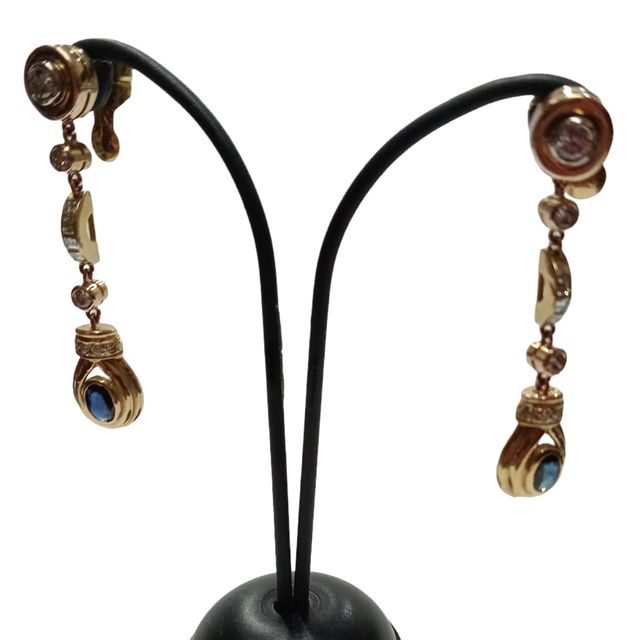 Pendientes Largos Zafiro Y Brillantes Oro 18k