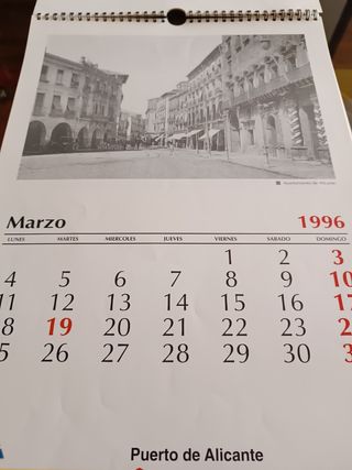 Calendario 1996, imágenes Alicante
