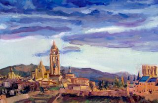 Cuadro Pintura al oleo, Panoramica Segovia