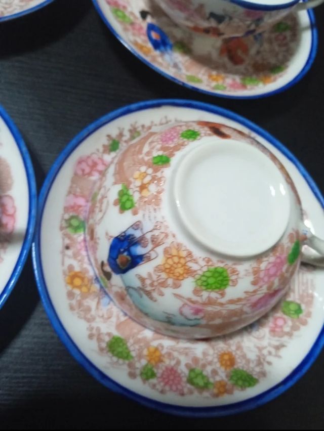 6 tazas y platos porcelana