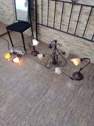 Conjunto Cabecero,lámparas,espejo estant