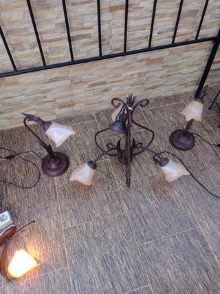 Conjunto Cabecero,lámparas,espejo estant