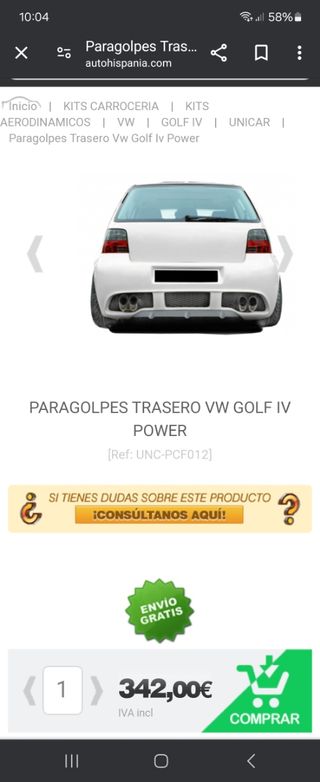 Paragolpes de fibra tuning golf mk4