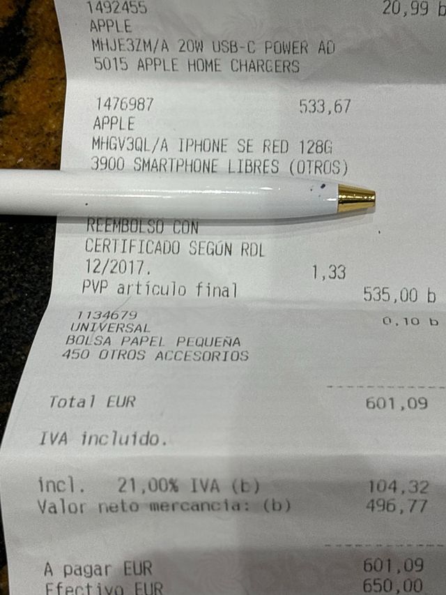 APPLE IPHONE SE 128 gb rojo