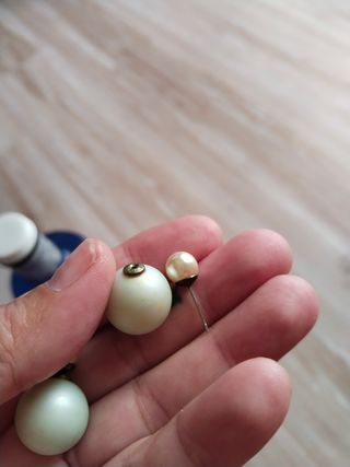 Pendientes bola celeste con perla