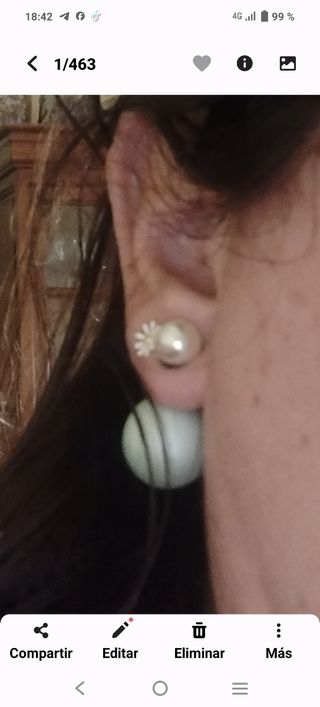 Pendientes bola celeste con perla