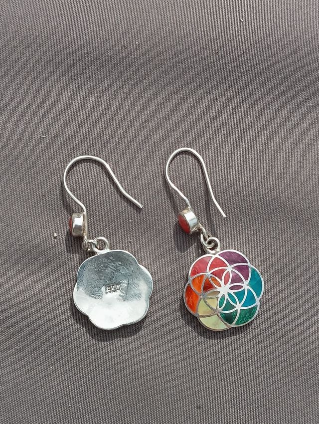 Pendientes plata950 peruana flor de la vida