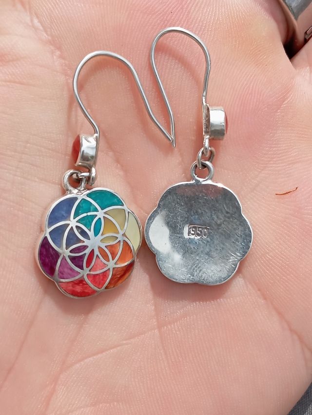 Pendientes plata950 peruana flor de la vida