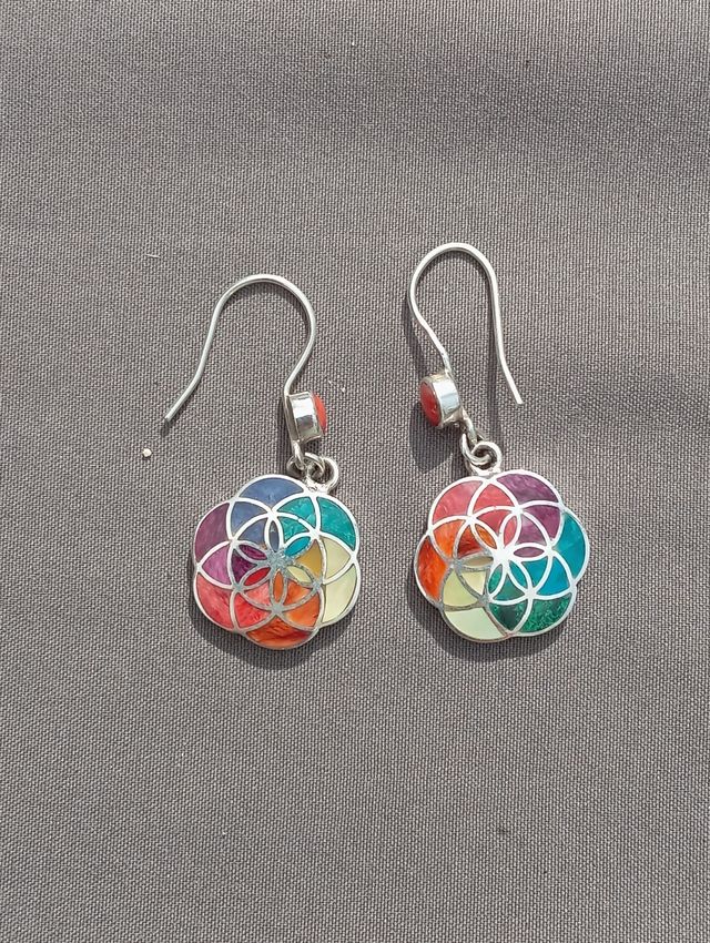 Pendientes plata950 peruana flor de la vida
