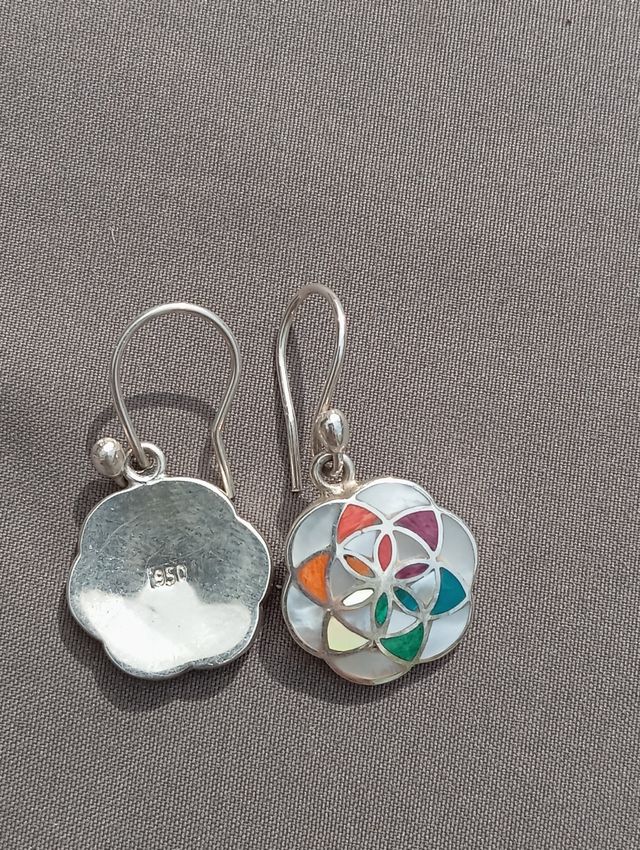 Pendientes plata950 peruana flor de la vida