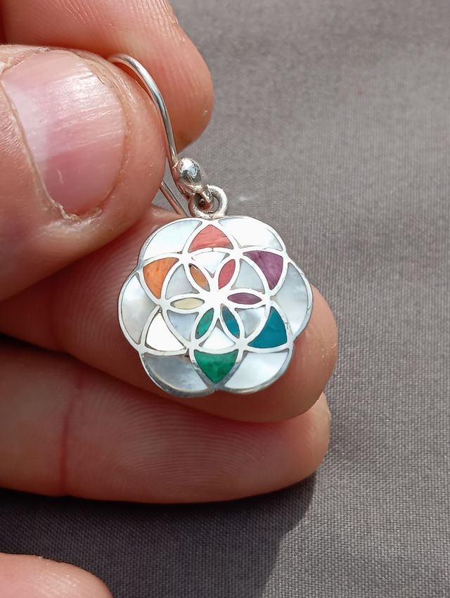 Pendientes plata950 peruana flor de la vida