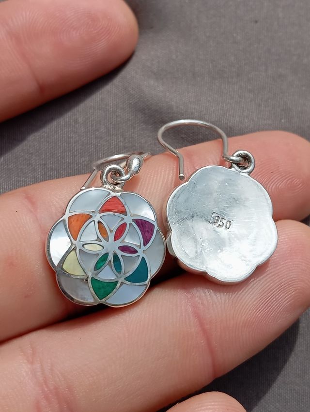 Pendientes plata950 peruana flor de la vida
