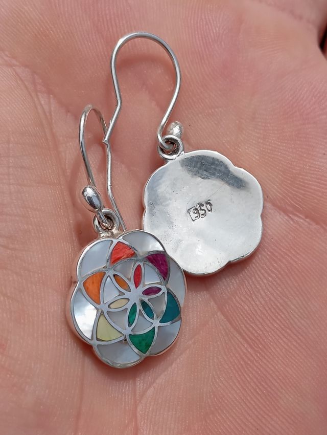 Pendientes plata950 peruana flor de la vida