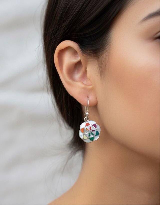 Pendientes plata950 peruana flor de la vida