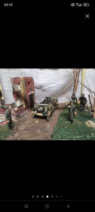 Antiguo diorama maqueta militar 2 guerra mundial