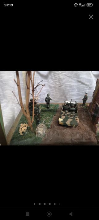 Antiguo diorama maqueta militar 2 guerra mundial