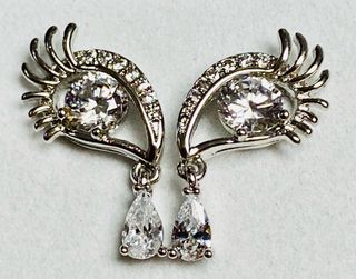 Pendientes surrealistas de ojos en plata ley 925