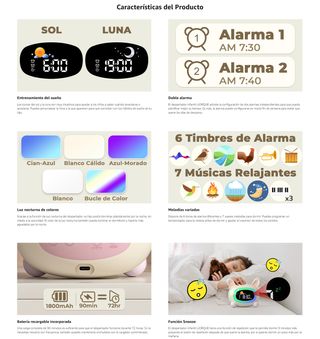 ★ Despertador infantil RGB Pantalla LED