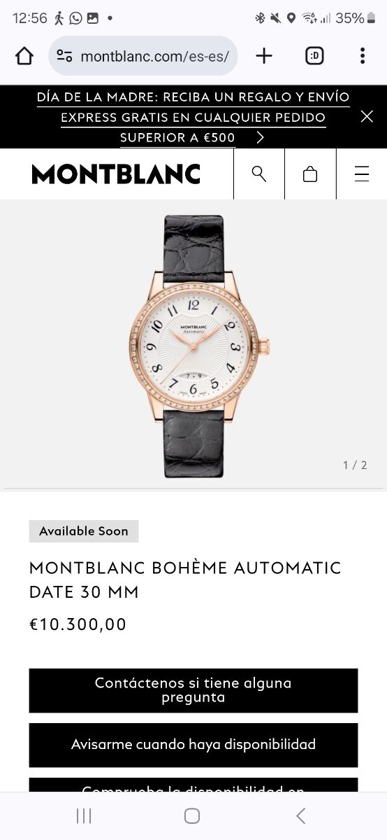 Reloj Montblanc Boheme oro y diamantes