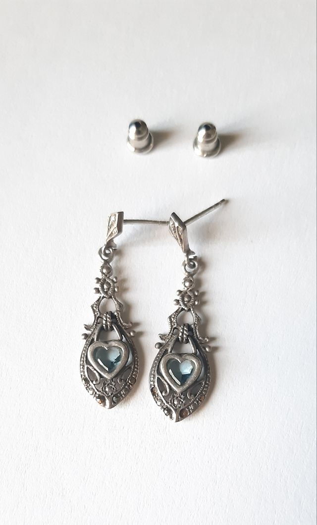 Orecchini argento e zirconi azzurri