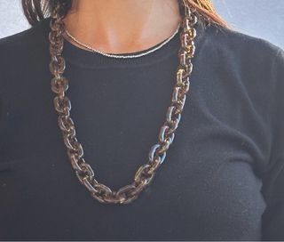 Collana a catena con fantasia leopardata 