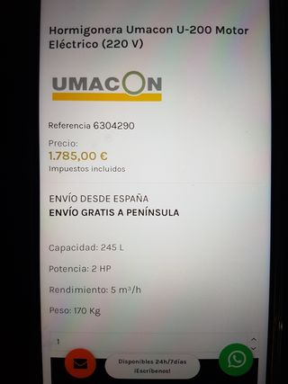 Hormigonera Umacon U 200.