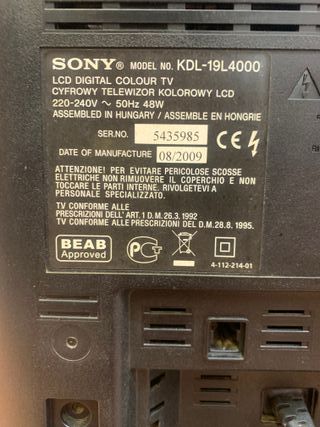 TV SONY KDL-19L4000