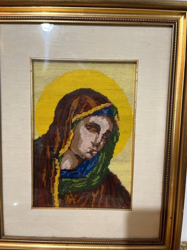 grande quadro con ricamo a mano a petit point