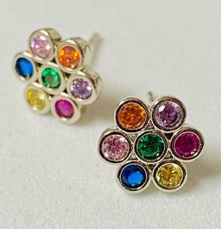 Pendientes roseton de circonitas en plata ley 925