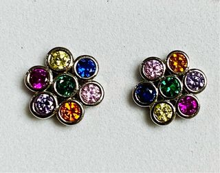 Pendientes roseton de circonitas en plata ley 925