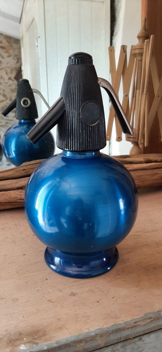 Sifone seltz panna anni 60 blu