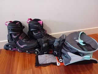 Patines en línea+bolsa+kit protectores muñeca..