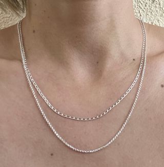 Hermosa cadena doble Unisex . Plata 925