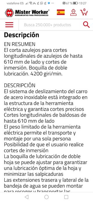 Máquina eléctrica Corte Azulejos