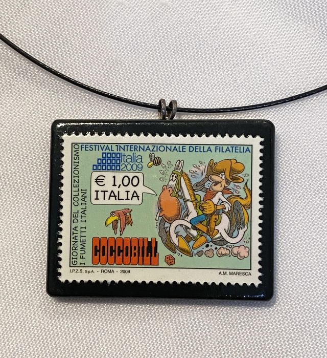 Ciondolo Alabastro con vero Francobollo Coccobill