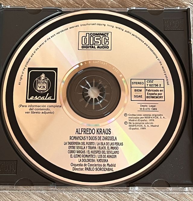 Alfredo Kraus, Dúos de Zarzuela CD perfecto estado