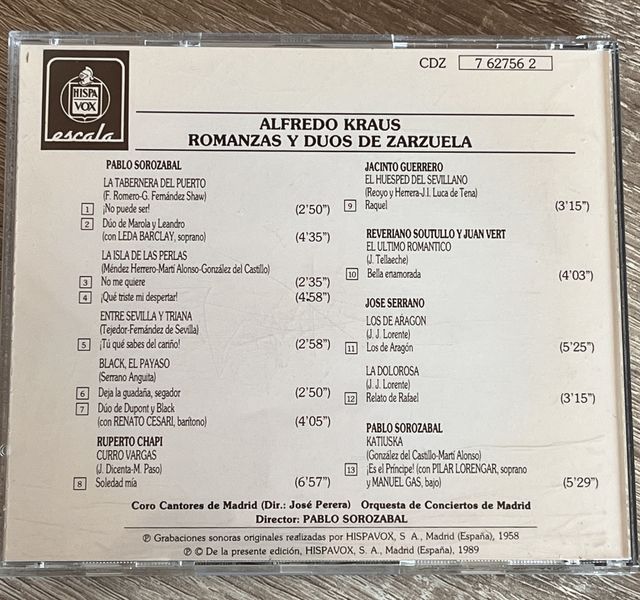 Alfredo Kraus, Dúos de Zarzuela CD perfecto estado