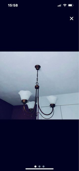 Lampara de techo de forja 3 tulipas