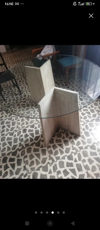 Mesa de cristal y marmol