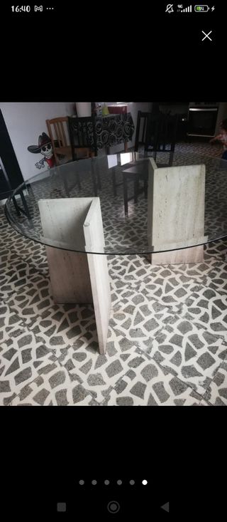 Mesa de cristal y marmol