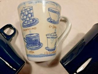 Set 3 tazze colazione mug ceramica porcellana blu