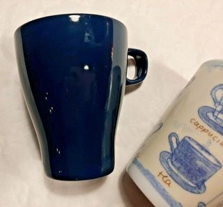 Set 3 tazze colazione mug ceramica porcellana blu