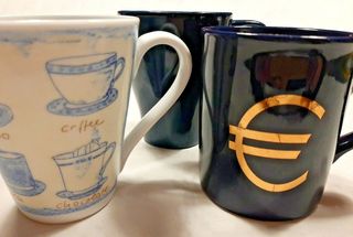 Set 3 tazze colazione mug ceramica porcellana blu