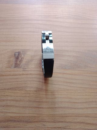 Pulsera Lotus Cuero negro y Acero