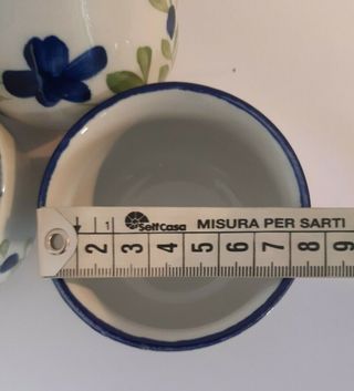 Set teiera + 6 tazze servizio cinese dipinto fiori